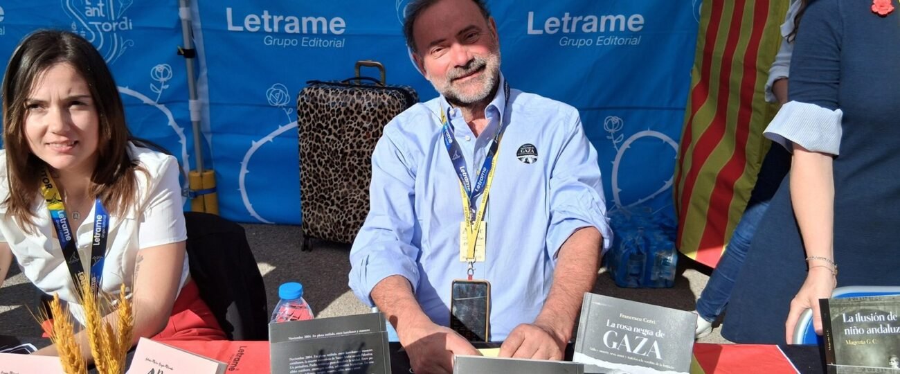 Francesco Cerri presentó La Rosa Negra de Gaza en Sant Jordi 2025 junto a la Editorial Letrame